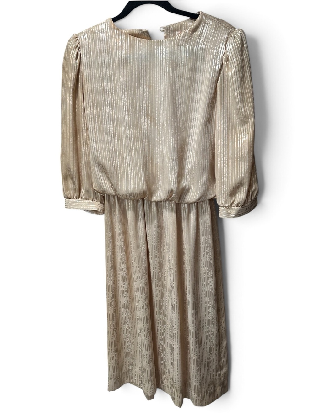 Vintage Lady Carol Champagne Jacquard Midi Dress Modern Size 8